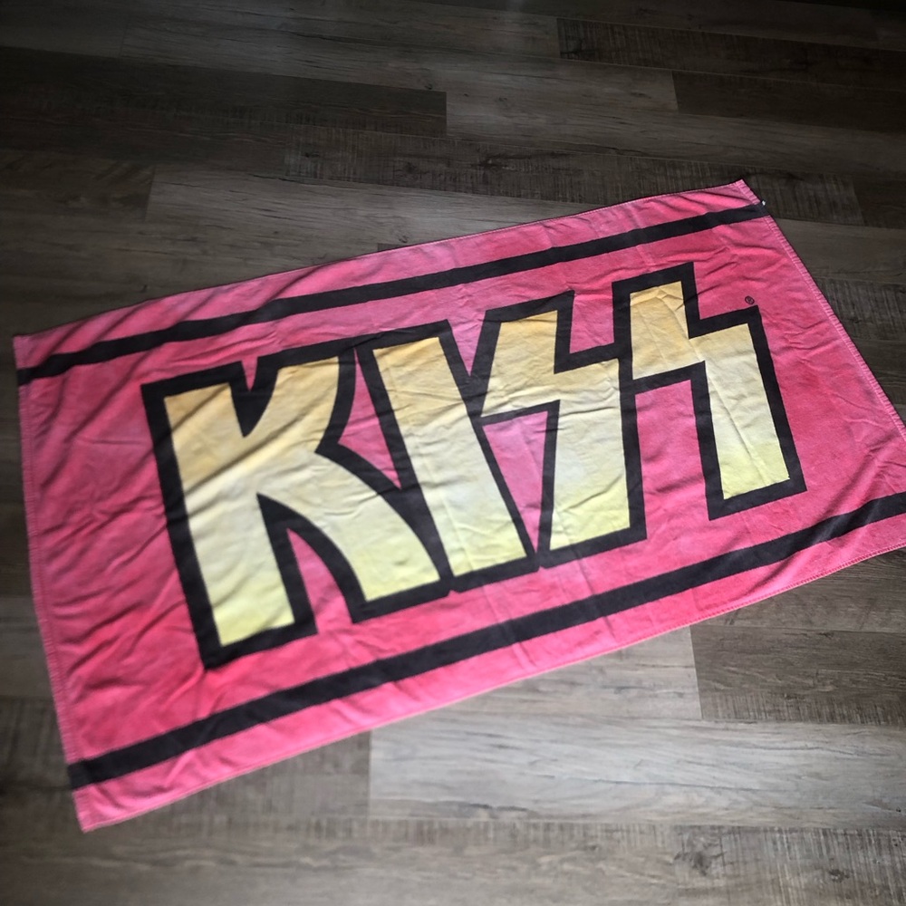 Vtg KISS Oversized Logo Jumbo Beach Towel Rock Band 34" x 61"